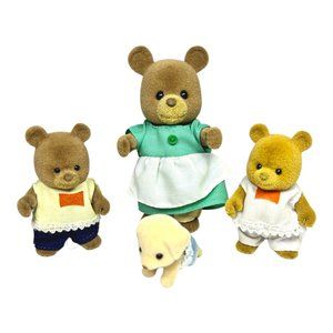 Vintage Maple Bears Family Mom Brother Sister & Yellow Sylvanian Lab